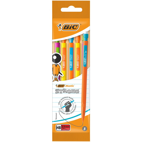 BIC Matic Strong Mechanical Pencils | 0.9mm HB Leads, 5 Pack