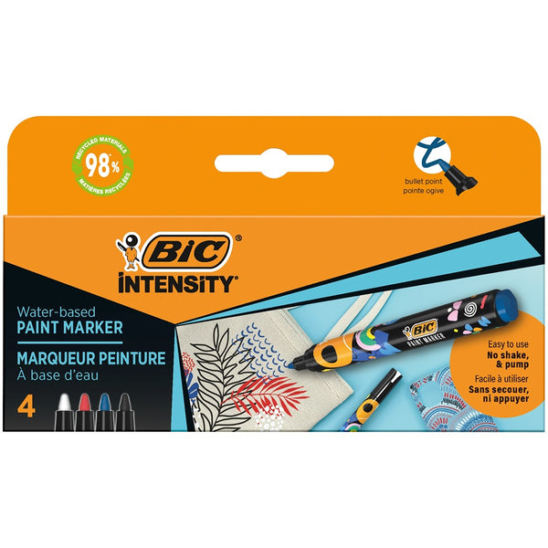 BIC Intensity Water-Based Paint Markers | 4 Pack, 98% Recycled Materials