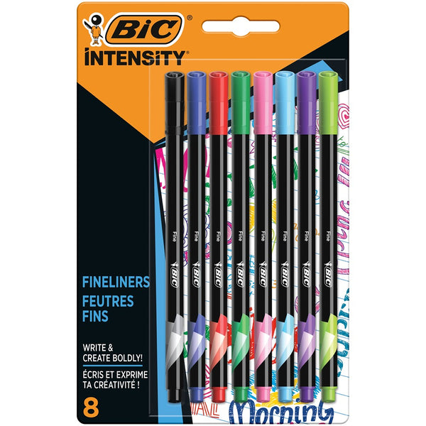 BIC Intensity Fineliners | Vibrant Colors, Precision Fine Tip, 8pk