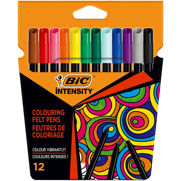 BIC Intensity Colouring Felt Pens | 12-Pack, Fine Tip