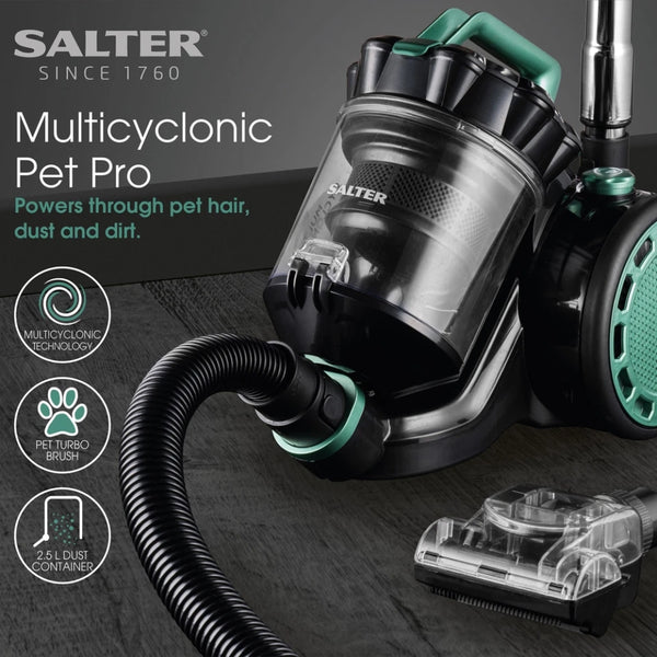 Salter Multicyclonic Pet Pro Vacuum Cleaner | XL 2.5L Dust Capacity & HEPA Filter