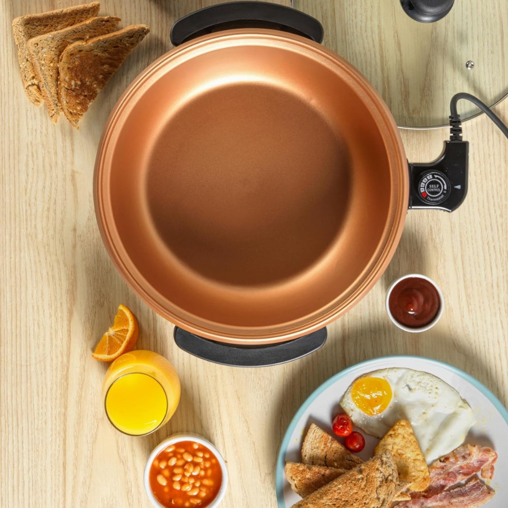 Giles & Posner Multi Meal Cook Plate | 1500W | 32cm | 4L | Black and Copper