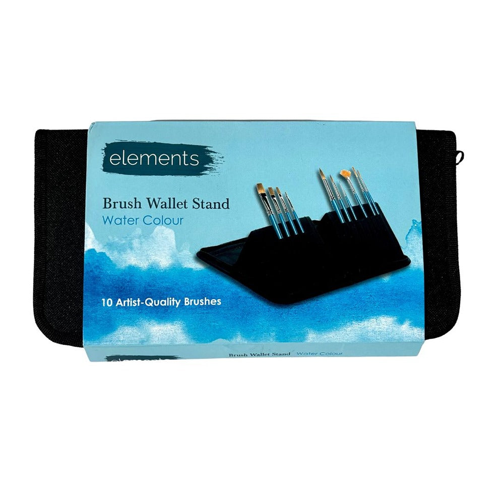 Elements Watercolour Brush Wallet | Includes 10 High-Quality Brushes | Compact and Portable Design