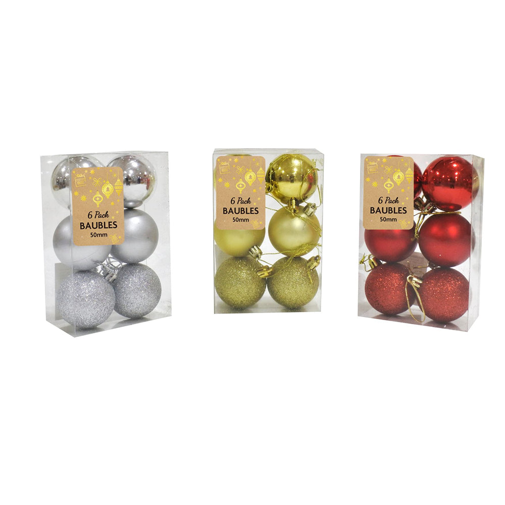 Baubles | 50mm |Pack of 6