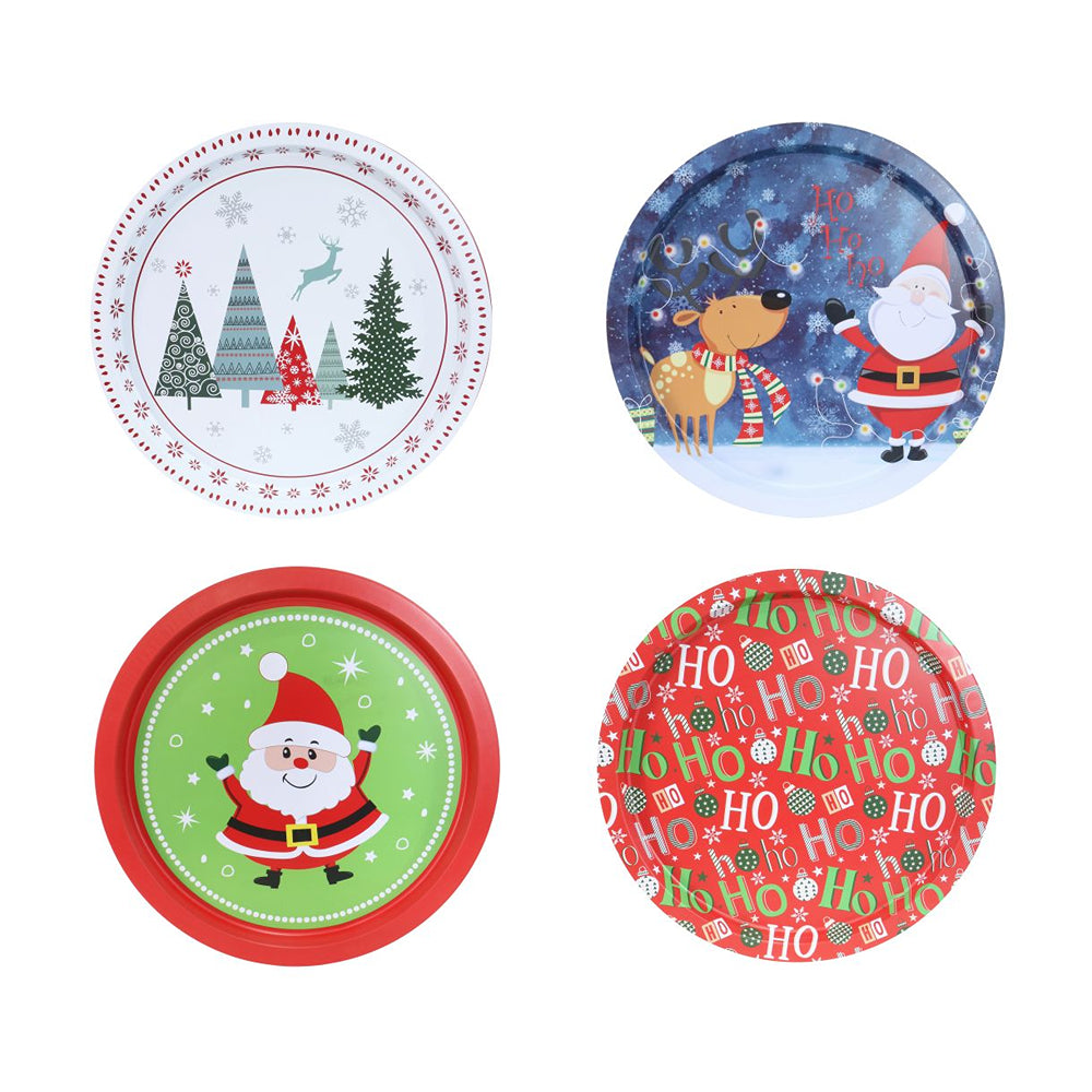 Christmas Round Tray Metal | 32cm | Assorted Models