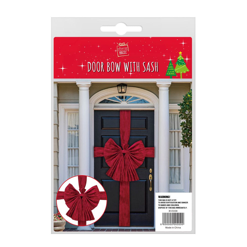 Door Bow With Sash Red