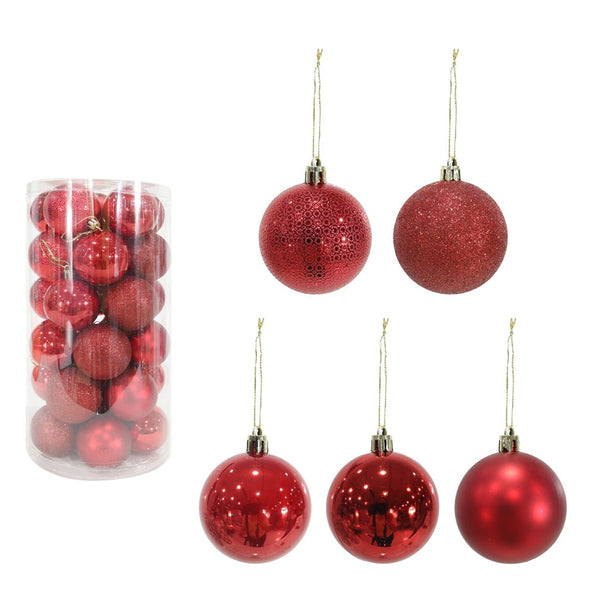 Baubles Red | 60mm | Pack of 30 Mixed