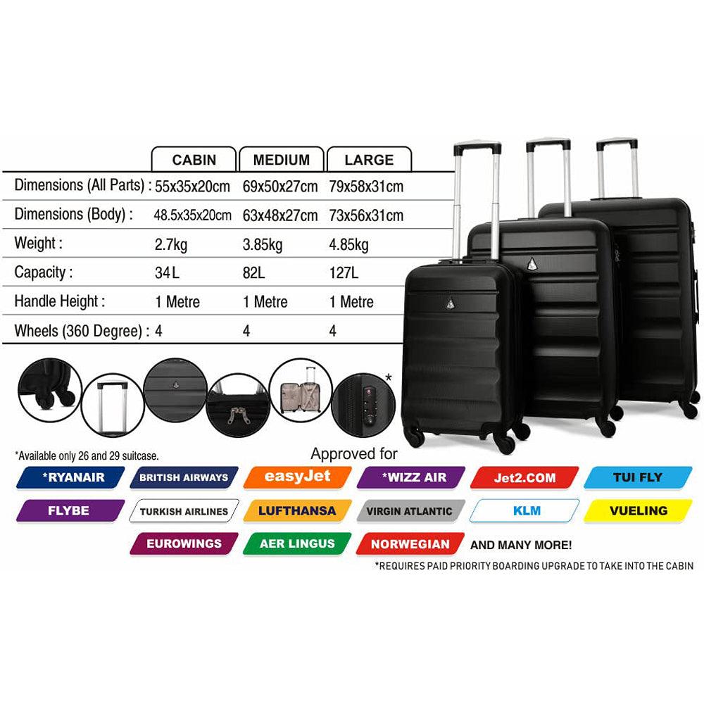 Aerolite Hard Shell Lightweight Suitcase | Charcoal - Choice Stores