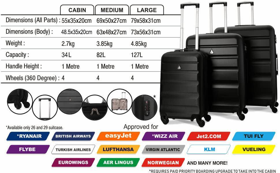 Aerolite Lightweight 4 Wheel ABS Hard Shell Luggage Suitcase Travel Tr Choice Stores