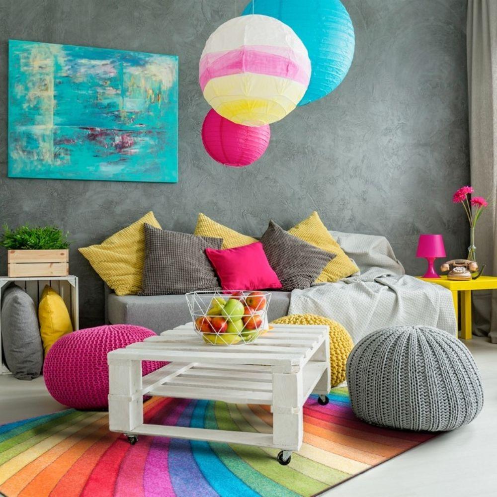 Candy Modern Rainbow Multicoloured Rug | Vivid Colours - Choice Stores