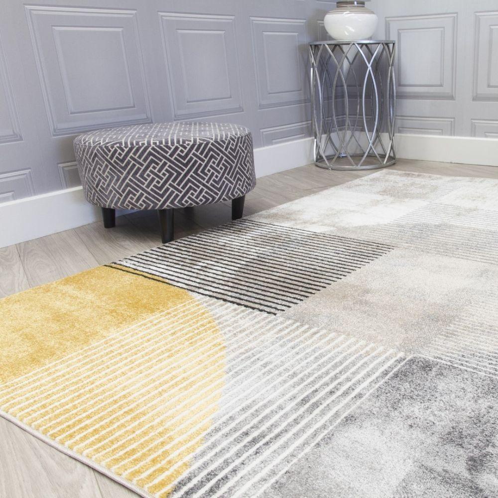 Casino Geo Ochre Rug | Abstract Modern Motives - Choice Stores