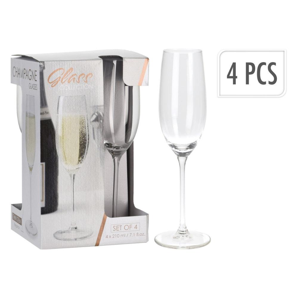 Glass Champagne Flutes 4 Pack 6-Ounce Champagne Glasses 4Pc Set