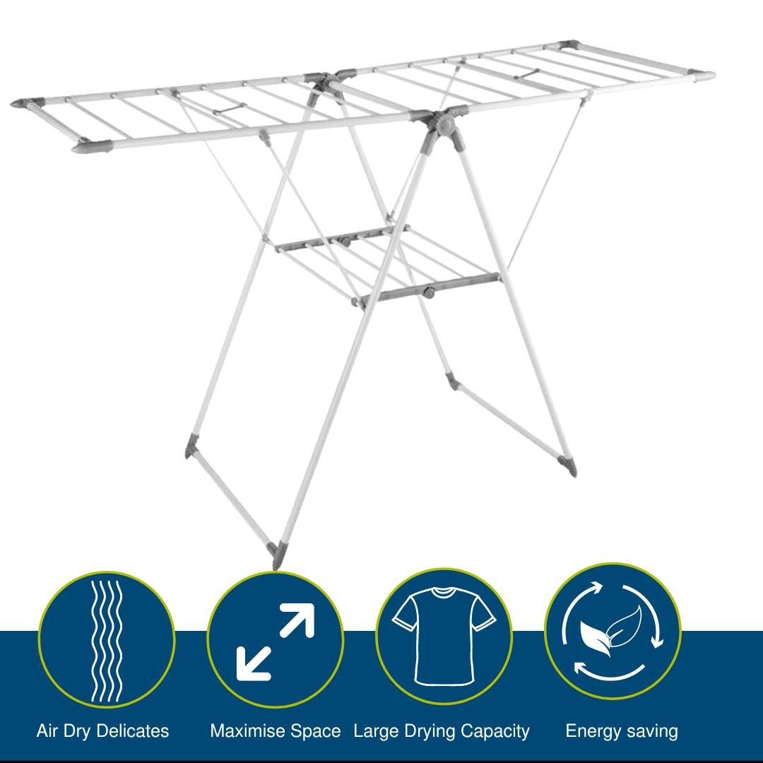 Honey-Can-Do Rolling Folding Wing Drying Rack, White