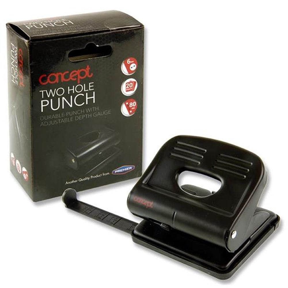Concept Two Hole Metal Paper Punch with Guide | 80 x 6mm - Choice Stores