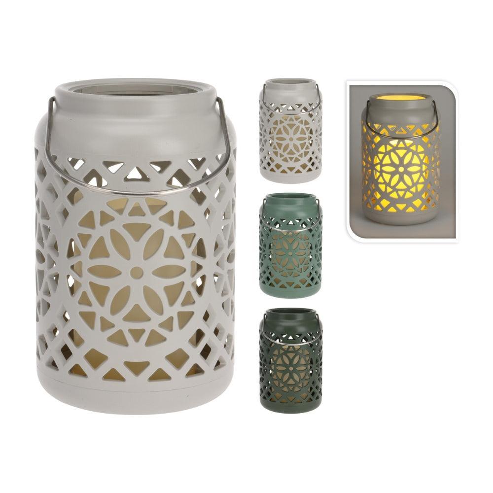 Cream LED Light Lantern with Cut Out Design 19cm Choice Stores