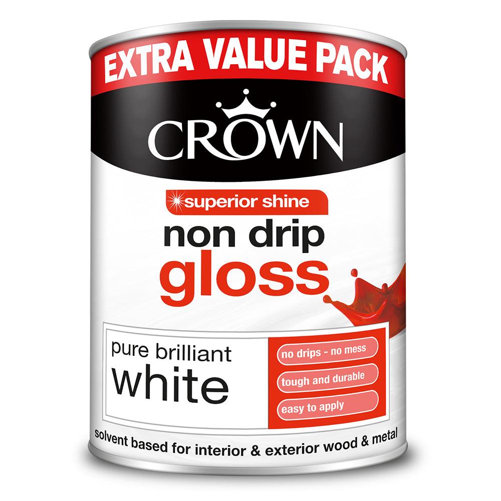 Crown Non Drip Gloss Wood & Metal Paint | Pure Brilliant White - Choice Stores