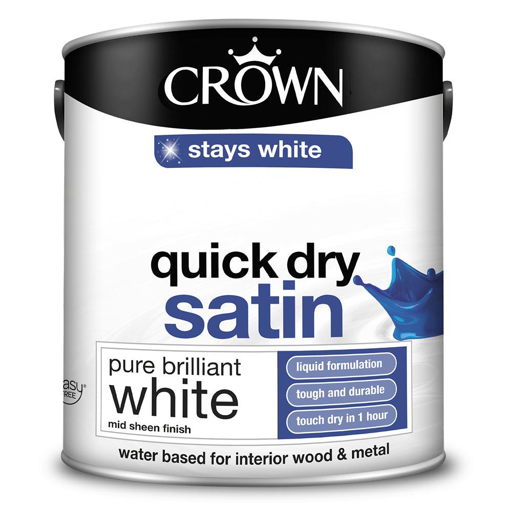 Crown Quick Dry Satin Paint | Pure Brilliant White - Choice Stores