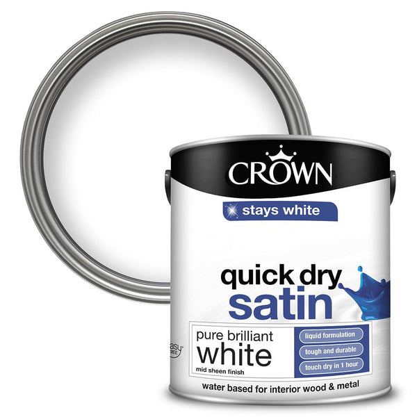 Crown Quick Dry Satin Paint | Pure Brilliant White - Choice Stores