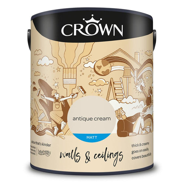 Crown Walls & Ceilings Matt Emulsion Paint | Antique Cream - Choice Stores