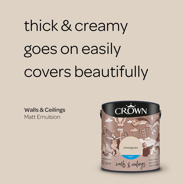 Crown Walls & Ceilings Matt Emulsion Paint | Wheatgrass - Choice Stores