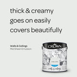 Crown Walls & Ceilings Mid Sheen Emulsion Paint | Chalky White - Choice Stores