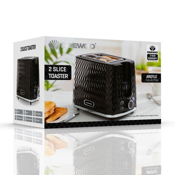 Daewoo Argyle Black 2 Slice Toaster - Choice Stores