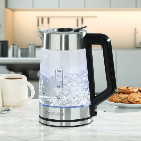 Daewoo Easy Fill LED Illuminating Glass Kettle | 1.7L - Choice Stores