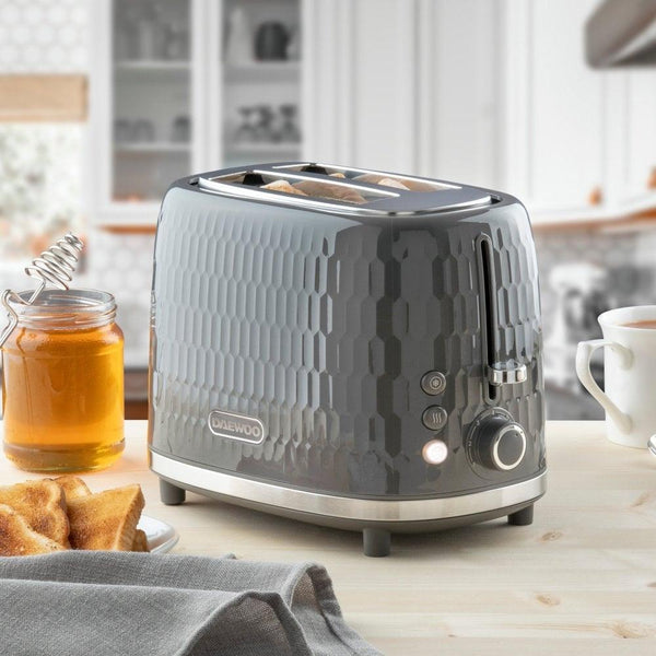 Daewoo Honeycomb Grey 2 Slice Toaster - Choice Stores