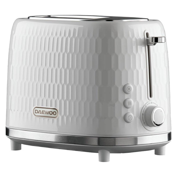 Daewoo Honeycomb White 2 Slice Toaster - Choice Stores