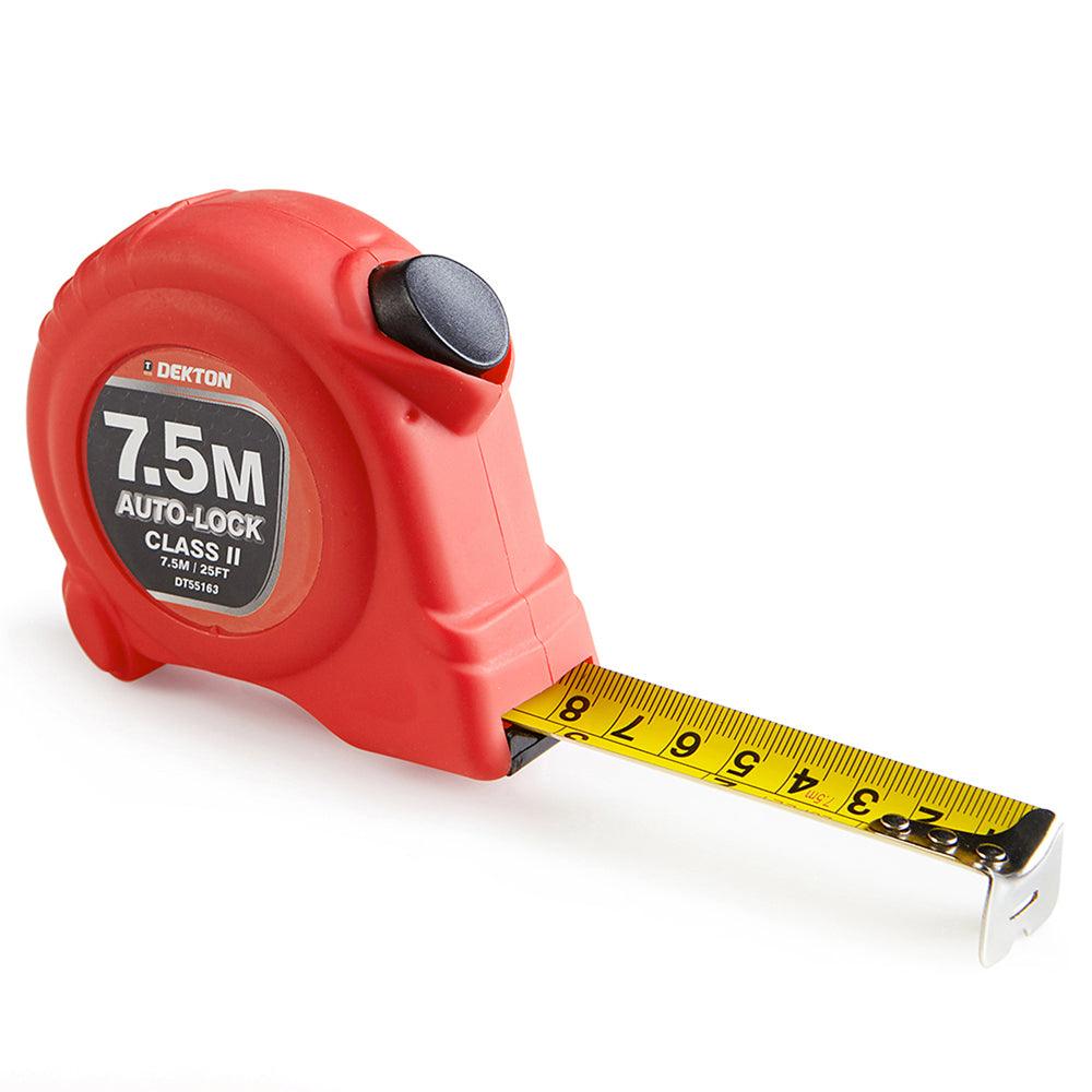 Dekton Hi Vis Red Soft Grip Autolock Tape Measure | 7.5 m x 25 mm - Choice Stores