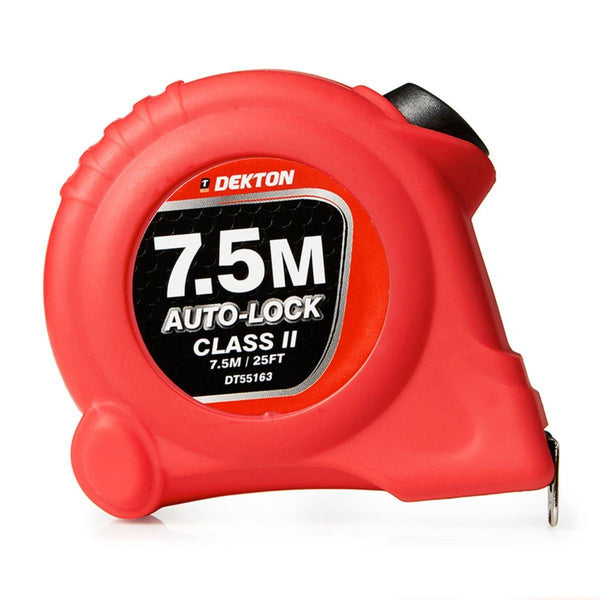 Dekton Hi Vis Red Soft Grip Autolock Tape Measure | 7.5 m x 25 mm - Choice Stores