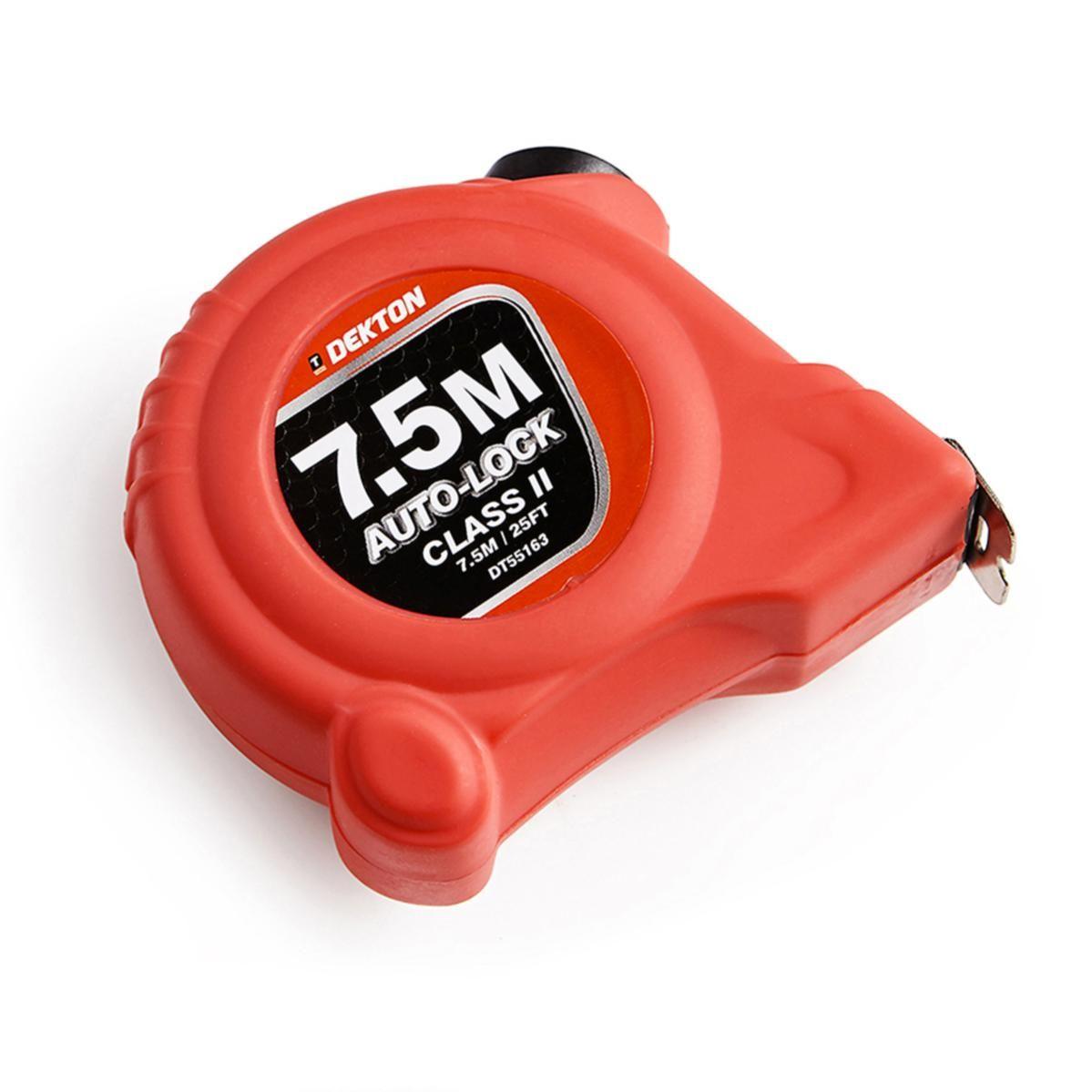 Dekton Hi Vis Red Soft Grip Autolock Tape Measure | 7.5 m x 25 mm - Choice Stores