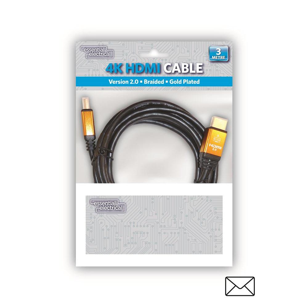 Essential Electrical 4K HDMI Cable Version 2.0 Gold Plated | 3m - Choice Stores