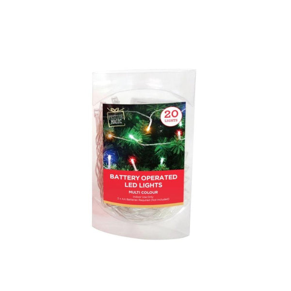 Festive Magic 20 Multicoloured Battery Operated LED String Christmas Lights - Choice Stores