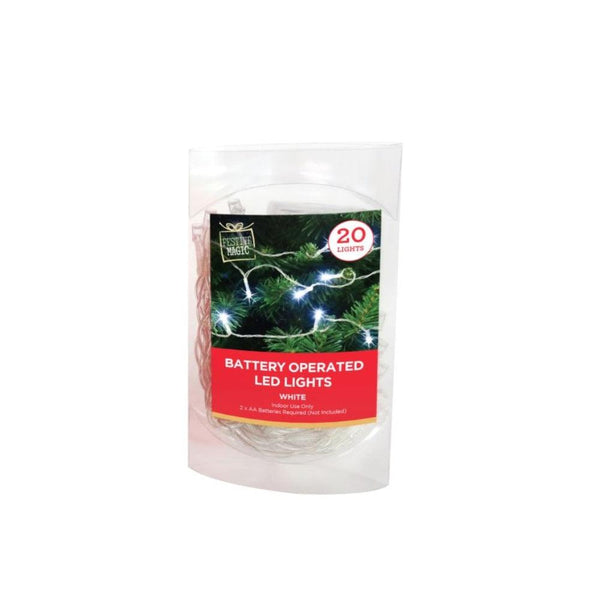 Festive Magic 20 White Battery Operated LED String Christmas Lights - Choice Stores