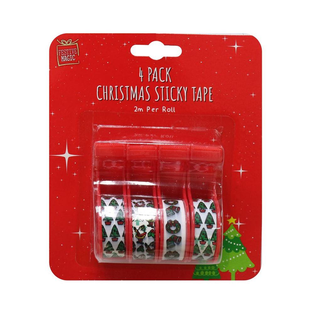 Festive Magic Christmas Design Sticky Tape with Dispenser | Pack of 4 - Choice Stores