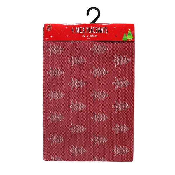 Festive Magic Christmas Tree Red Woven Placemats | Pack of 4 - Choice Stores