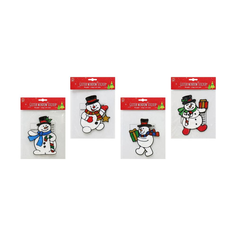 Festive Magic Classic Snowman Glitter Window Sticker | 16.5cm - Choice Stores