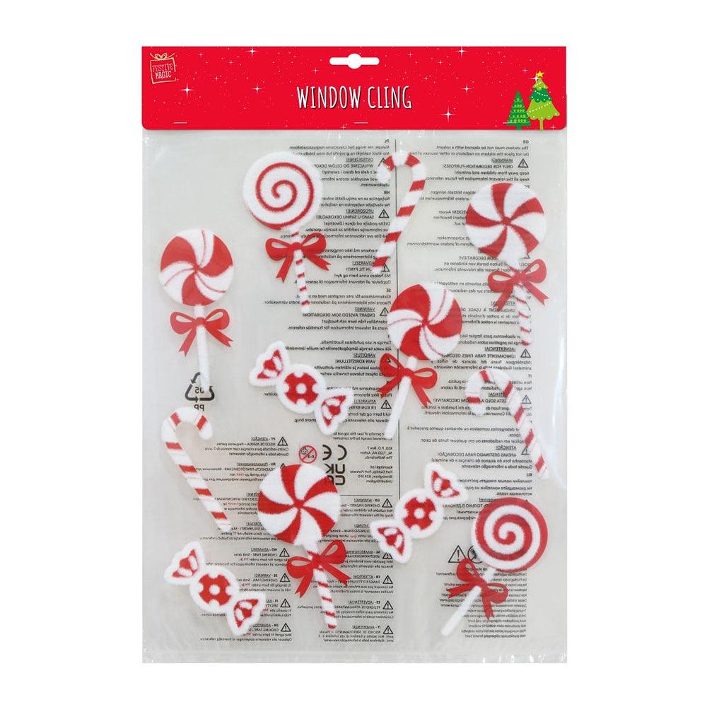 Festive Magic Flocked Christmas Candy Window Clings | 17cm - Choice Stores