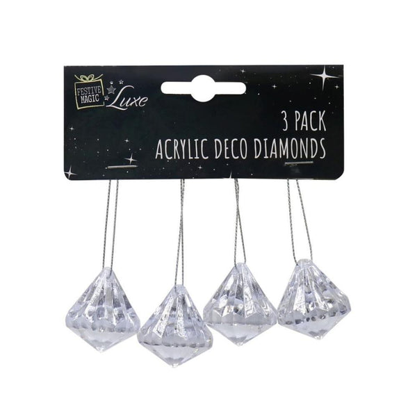 Festive Magic Luxe Acrylic Deco Diamonds | 4 Pack - Choice Stores