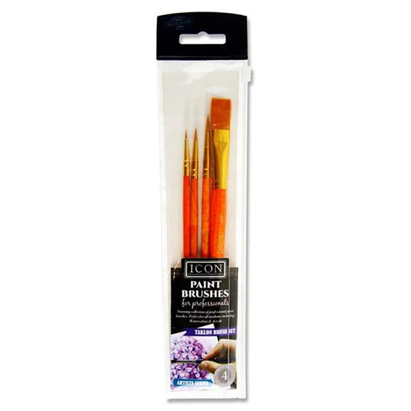 Icon Golden Taklon Brush Set in Wallet | Pack of 4 - Choice Stores