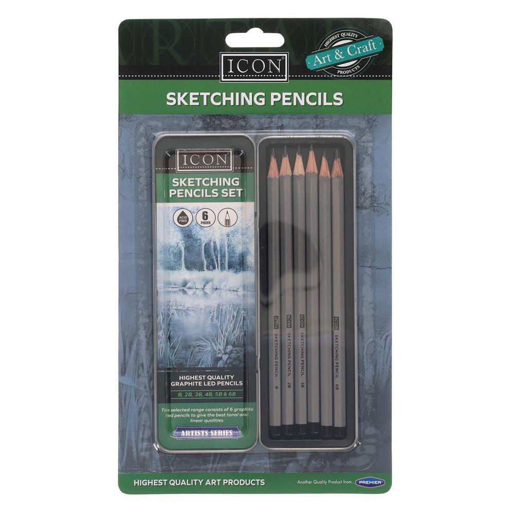 Icon Sketching Pencils B-6B Set | 6 Piece Set - Choice Stores