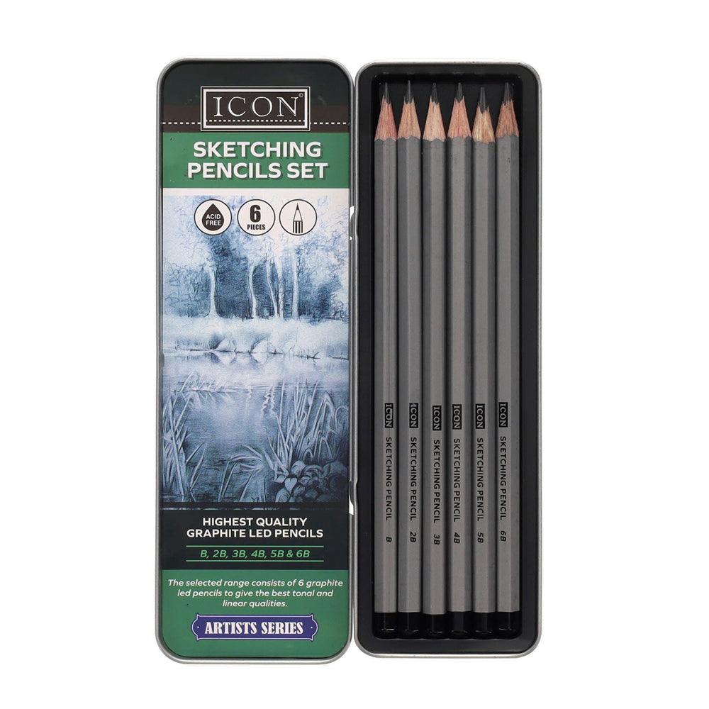 Icon Sketching Pencils B-6B Set | 6 Piece Set - Choice Stores