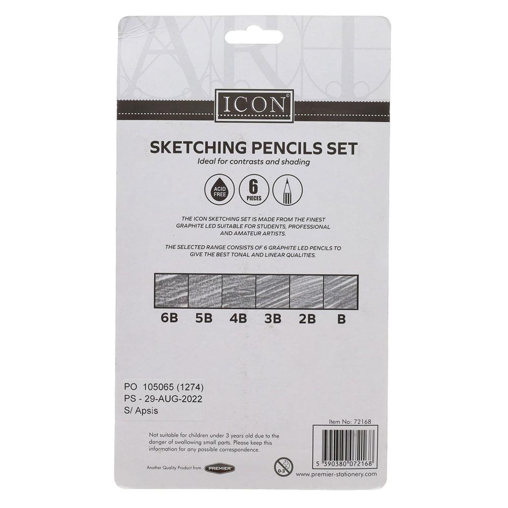 Icon Sketching Pencils B-6B Set | 6 Piece Set - Choice Stores