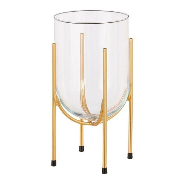 Jamey Glass Vase on Gold Stand | 40cm - Choice Stores