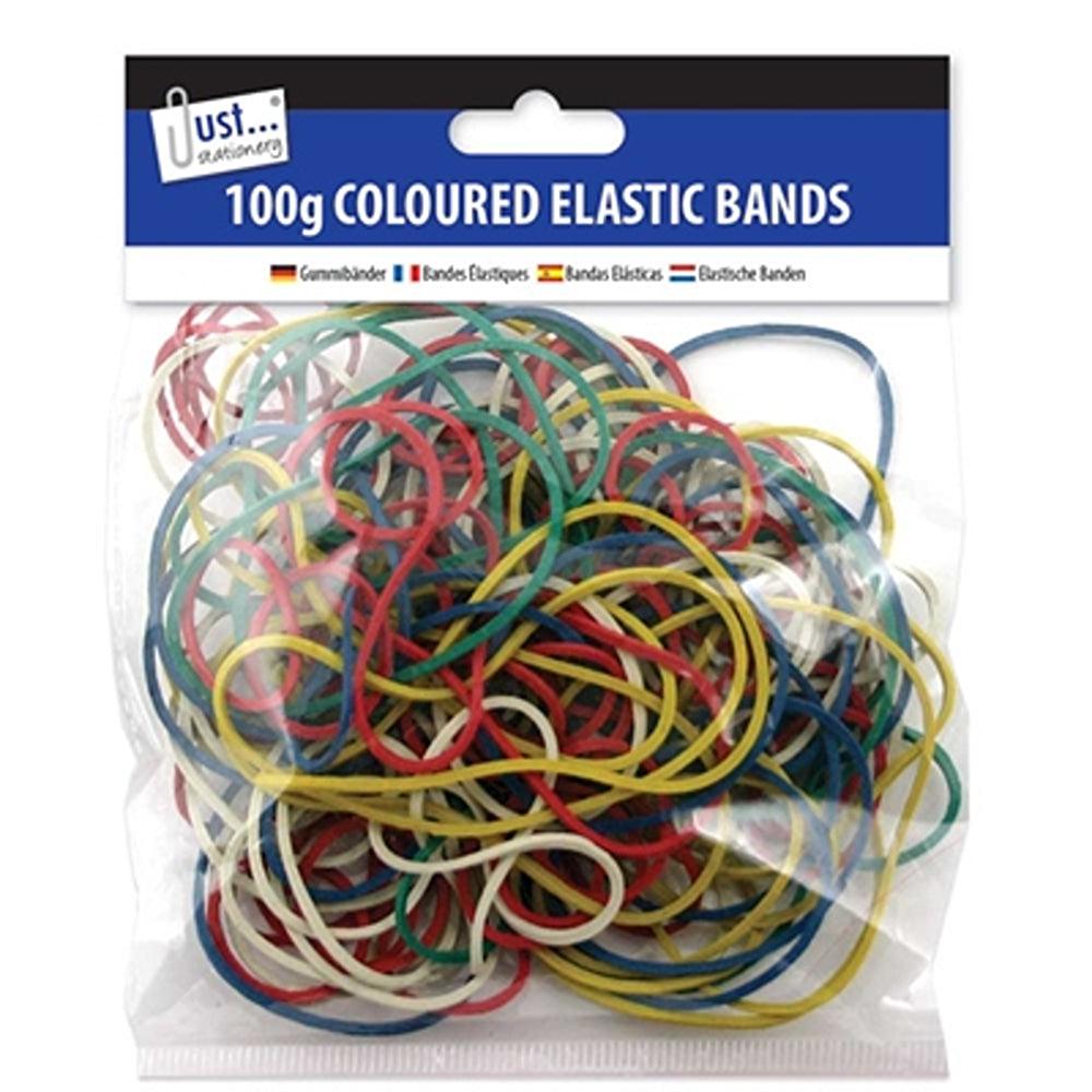 Just Stationery Coloured Elastic Bands | 100g - Choice Stores