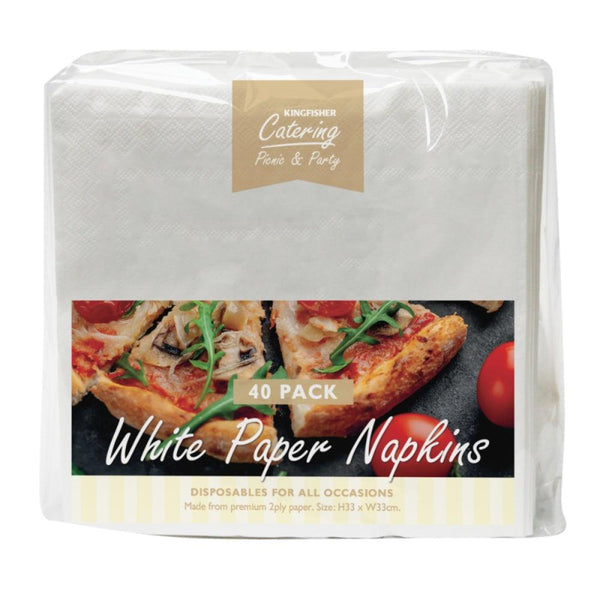 Kingfisher 2 Ply White Paper Napkins | Pack of 40 - Choice Stores