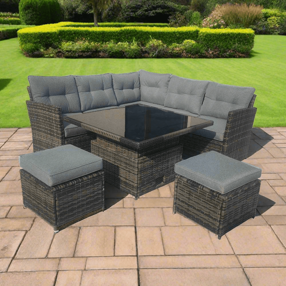 Lifestyle Living 6 Seater L Shape Grey Rattan Sofa Set - Choice Stores