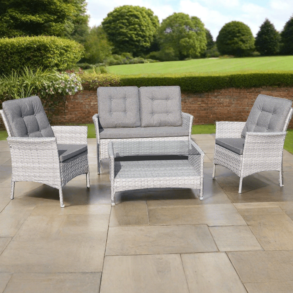 Lifestyle Living Atessa 4 Seater Grey Rattan Patio Conversation Set - Choice Stores