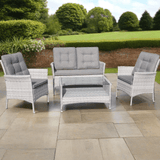 Lifestyle Living Atessa 4 Seater Grey Rattan Patio Conversation Set - Choice Stores